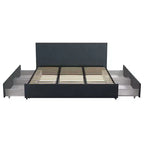 Lit plateforme rembourré en lin GDFStudio Everleigh avec 4 tiroirs de rangement