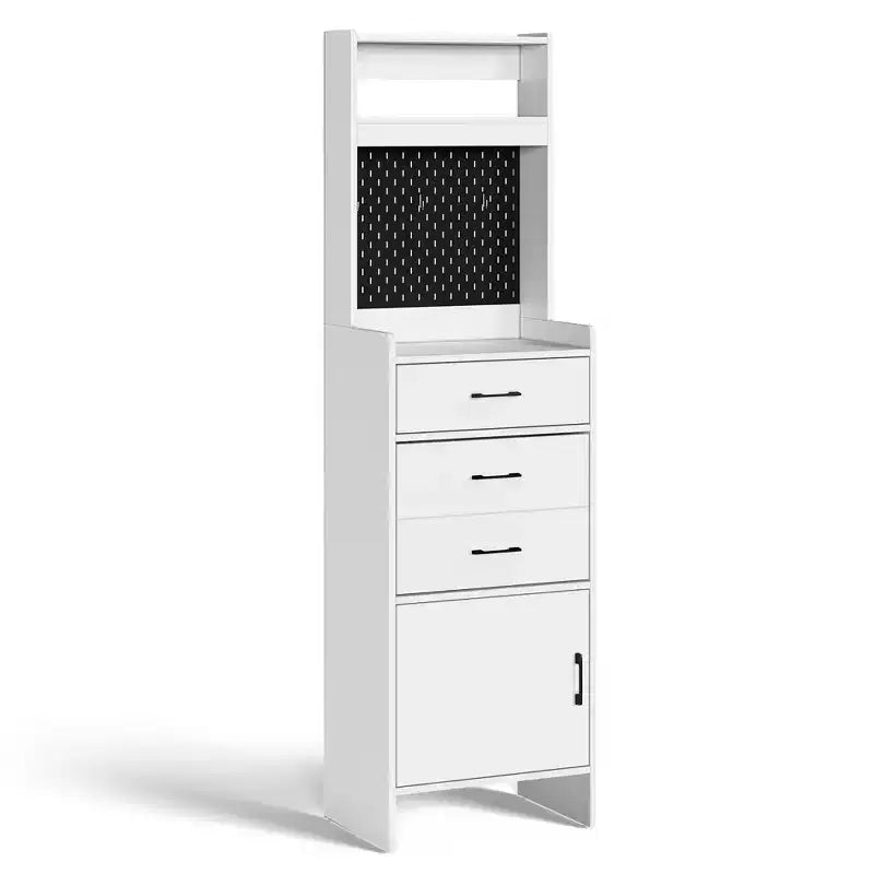 Meuble à chaussures 5-en-1 avec tiroir basculant, rangement à chaussures d'entrée avec panneau perforé, étagère réglable, meuble d'entrée en bois