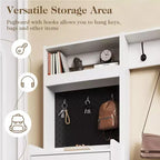 Meuble à chaussures 5-en-1 avec tiroir basculant, rangement à chaussures d'entrée avec panneau perforé, étagère réglable, meuble d'entrée en bois
