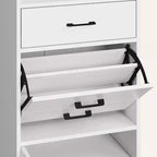 Meuble à chaussures 5-en-1 avec tiroir basculant, rangement à chaussures d'entrée avec panneau perforé, étagère réglable, meuble d'entrée en bois