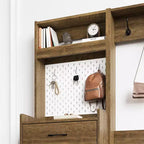 Meuble à chaussures 5-en-1 avec tiroir basculant, rangement à chaussures d'entrée avec panneau perforé, étagère réglable, meuble d'entrée en bois