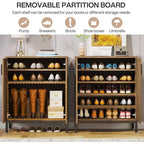 Meuble à chaussures Lantine 5 niveaux avec portes, organisateur de rangement de chaussures d'entrée pour 20 paires avec étagères, porte-chaussures pour placard, salon (marron clair)