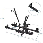 Porte-vélos d'attelage pour vélos électriques, capacité de 90 kg pour 2 vélos avec fonctions d'inclinaison et de pliage, compatible avec récepteur d'attelage de 5 cm, jusqu'à 5 pneus larges, porte-vélos pour voitures et camions.