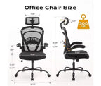 Chaise de bureau ergonomique à dossier haut en maille avec accoudoirs relevables, appui-tête, roulettes, capacité de 136 kg, chaise de bureau exécutive pivotante