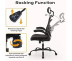 Chaise de bureau ergonomique à dossier haut en maille avec accoudoirs relevables, appui-tête, roulettes, capacité de 136 kg, chaise de bureau exécutive pivotante