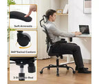 Chaise de bureau ergonomique à dossier haut en maille avec accoudoirs relevables, appui-tête, roulettes, capacité de 136 kg, chaise de bureau exécutive pivotante