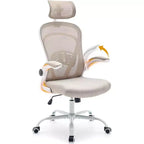 Chaise de bureau ergonomique à dossier haut en maille avec accoudoirs relevables, appui-tête, roulettes, capacité de 136 kg, chaise de bureau exécutive pivotante