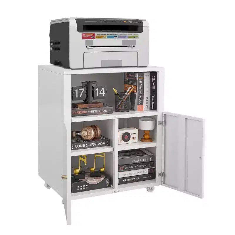 Meuble Classeur Métallique Mobile avec Portes et Serrure, Étagère Réglable, Rangement Sous Bureau, pour Maison, Bureau