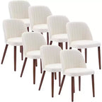 Lot de 8 chaises de salle à manger, chaises de cuisine et de salle à manger rembourrées avec siège rembourré et pieds en bois, pour cuisine, salle à manger, restaurant, café, beige