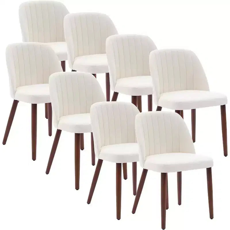Lot de 8 chaises de salle à manger, chaises de cuisine et de salle à manger rembourrées avec siège rembourré et pieds en bois, pour cuisine, salle à manger, restaurant, café, beige