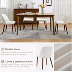 Lot de 8 chaises de salle à manger, chaises de cuisine et de salle à manger rembourrées avec siège rembourré et pieds en bois, pour cuisine, salle à manger, restaurant, café, beige
