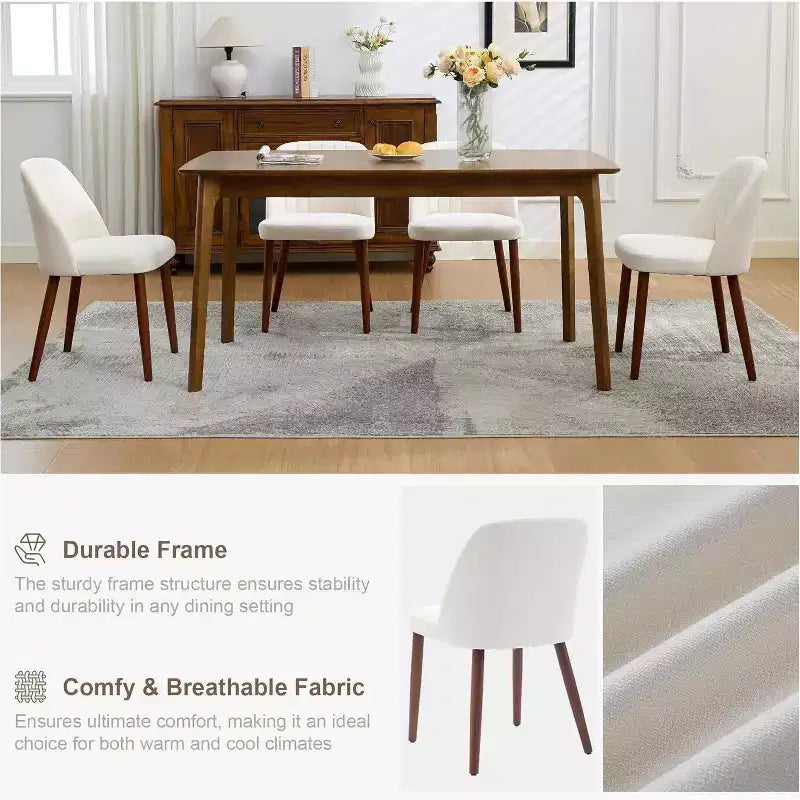Lot de 8 chaises de salle à manger, chaises de cuisine et de salle à manger rembourrées avec siège rembourré et pieds en bois, pour cuisine, salle à manger, restaurant, café, beige