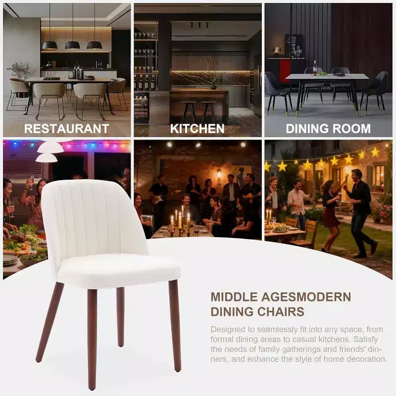 Lot de 8 chaises de salle à manger, chaises de cuisine et de salle à manger rembourrées avec siège rembourré et pieds en bois, pour cuisine, salle à manger, restaurant, café, beige