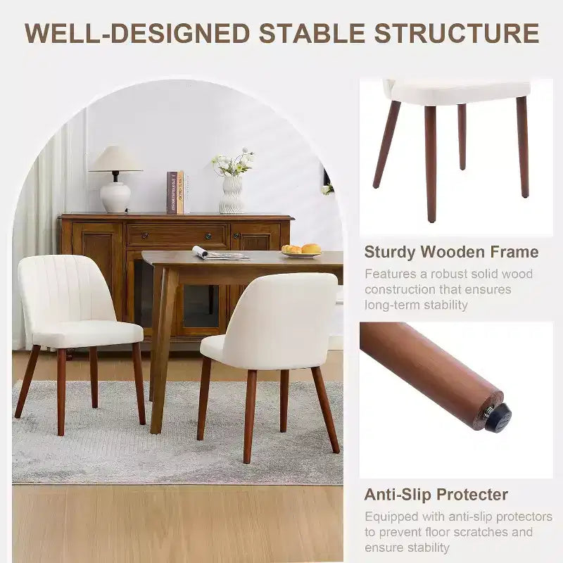 Lot de 8 chaises de salle à manger, chaises de cuisine et de salle à manger rembourrées avec siège rembourré et pieds en bois, pour cuisine, salle à manger, restaurant, café, beige