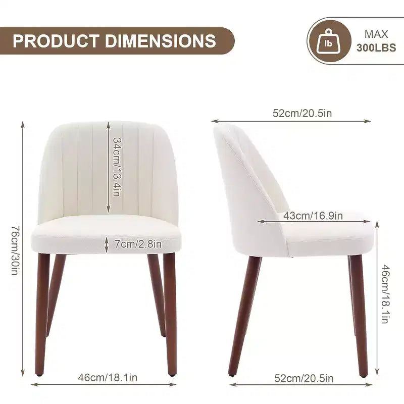 Lot de 8 chaises de salle à manger, chaises de cuisine et de salle à manger rembourrées avec siège rembourré et pieds en bois, pour cuisine, salle à manger, restaurant, café, beige