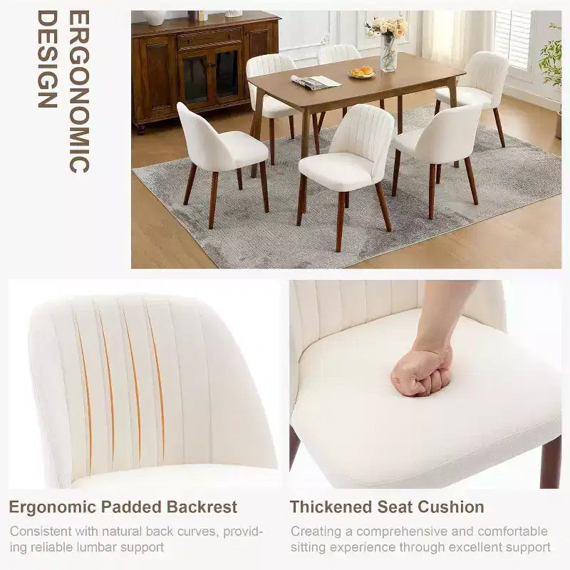 Lot de 8 chaises de salle à manger, chaises de cuisine et de salle à manger rembourrées avec siège rembourré et pieds en bois, pour cuisine, salle à manger, restaurant, café, beige