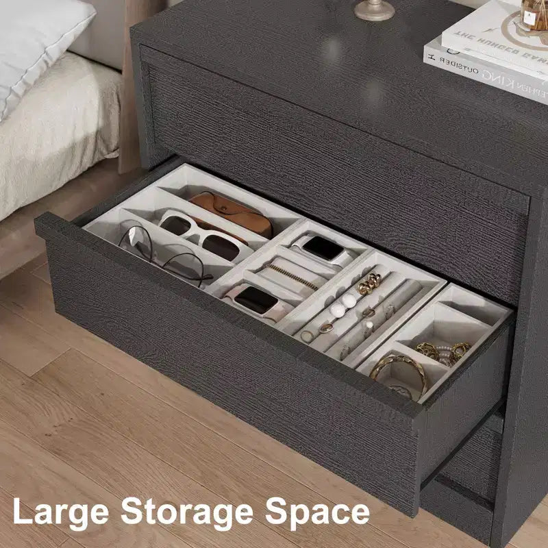 Commode moderne à 4 tiroirs pour chambre à coucher, grand rangement et design anti-basculement, petite table de chevet moderne, pour salon, chambre d'enfant, entrée