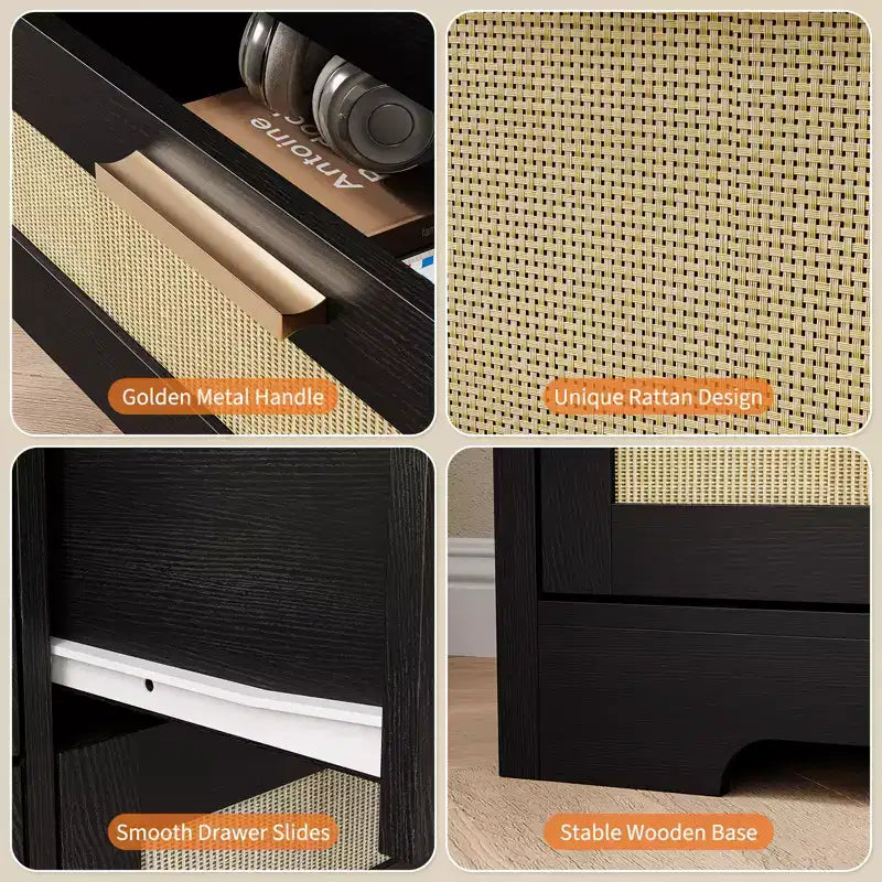 Commode à 10 tiroirs, Meuble de rangement en bois avec dispositif anti-basculement, pour salon, couloir, entrée