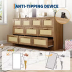 Commode à 10 tiroirs, Meuble de rangement en bois avec dispositif anti-basculement, pour salon, couloir, entrée