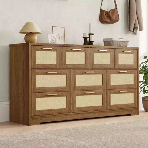 10 Drawers Dresser, Wooden Storage Organizer with Anti-tipping Device, for Living Room, Hallway, Entryway