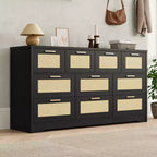 Commode à 10 tiroirs, Meuble de rangement en bois avec dispositif anti-basculement, pour salon, couloir, entrée