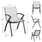 6 chaises de salle à manger d'extérieur modernes en aluminium - Tissu Textilène à séchage rapide, design ergonomique pour patio, piscine, restaurants - Gris