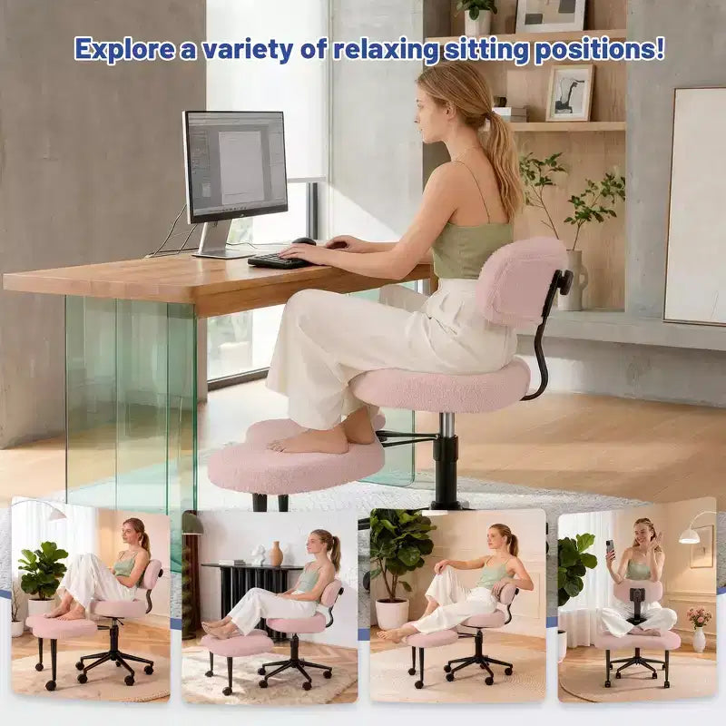 Chaise de méditation et de bureau ergonomique JIONJOY pour s'asseoir en tailleur - Pivotante à 360°, hauteur réglable, assise multiposition