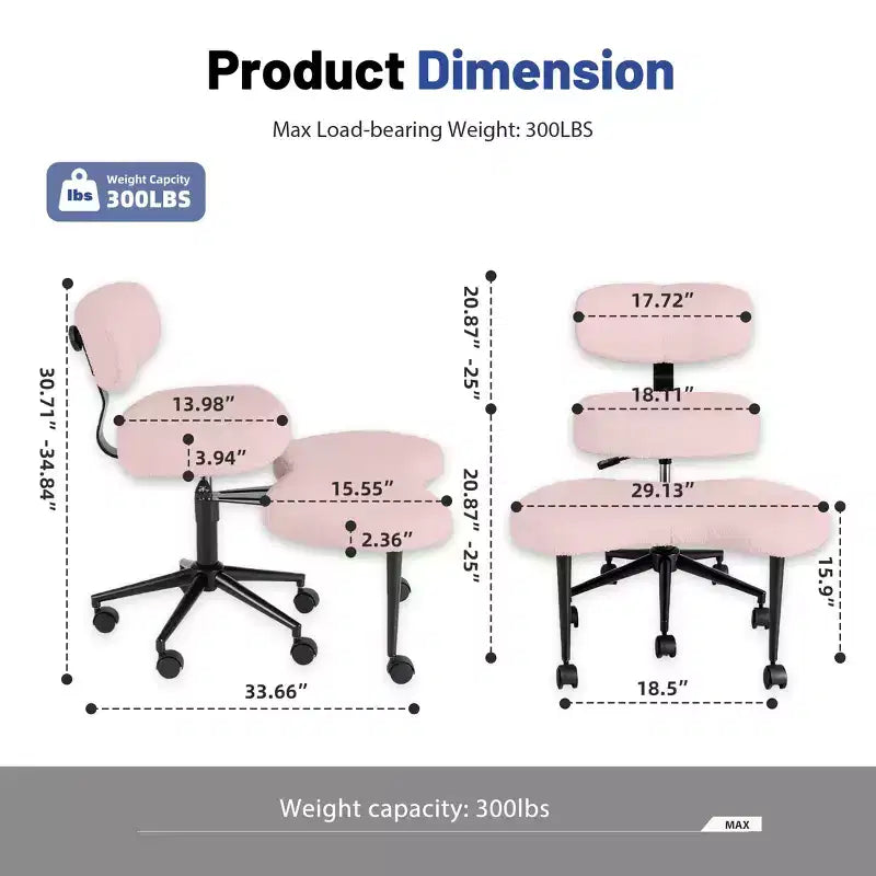 Chaise de méditation et de bureau ergonomique JIONJOY pour s'asseoir en tailleur - Pivotante à 360°, hauteur réglable, assise multiposition