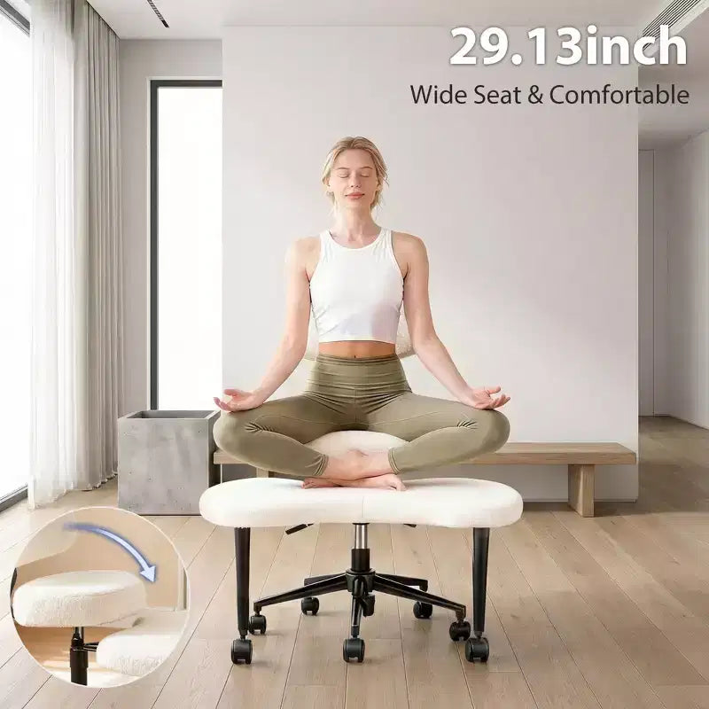 Chaise de méditation et de bureau ergonomique JIONJOY pour s'asseoir en tailleur - Pivotante à 360°, hauteur réglable, assise multiposition