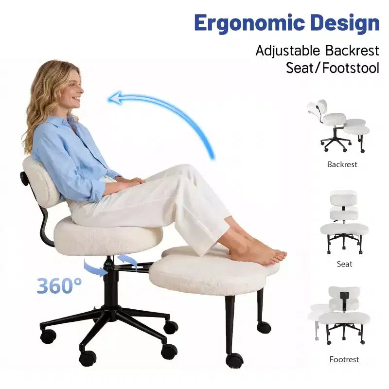 Chaise de méditation et de bureau ergonomique JIONJOY pour s'asseoir en tailleur - Pivotante à 360°, hauteur réglable, assise multiposition