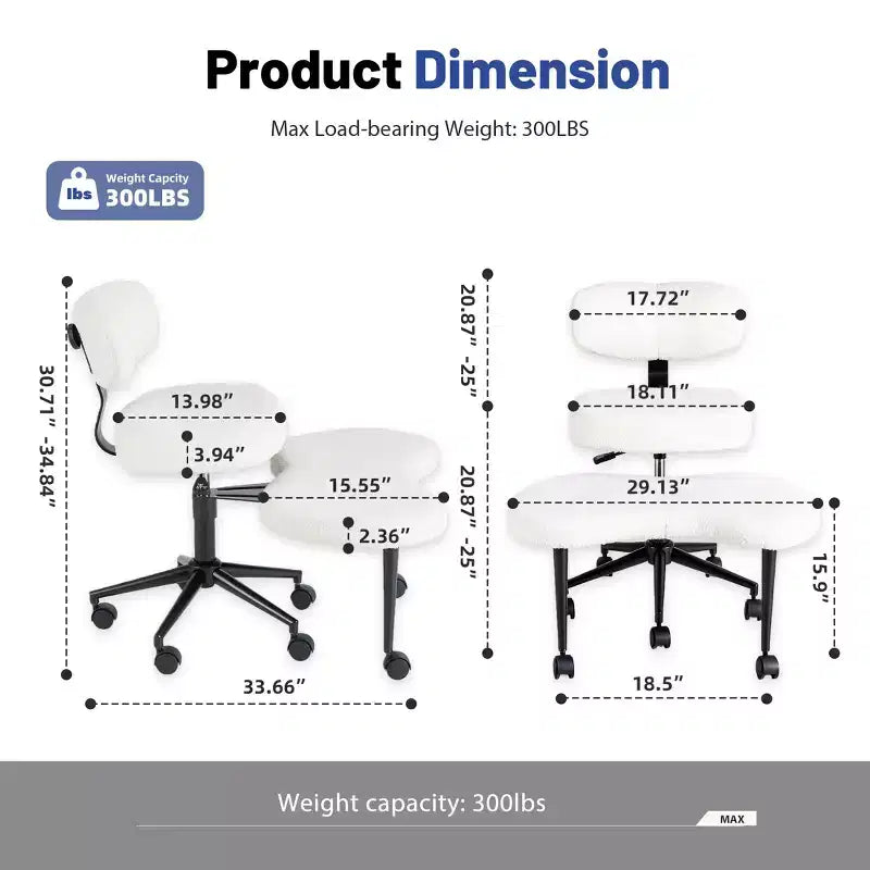 Chaise de méditation et de bureau ergonomique JIONJOY pour s'asseoir en tailleur - Pivotante à 360°, hauteur réglable, assise multiposition