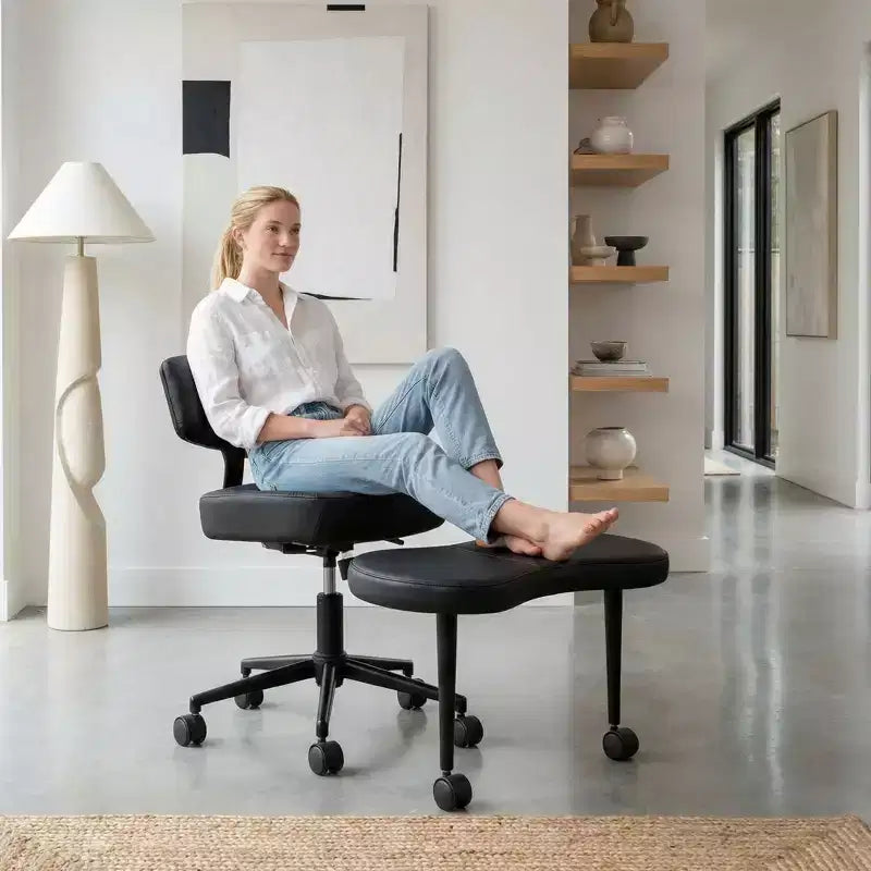 Chaise de méditation et de bureau ergonomique JIONJOY pour s'asseoir en tailleur - Pivotante à 360°, hauteur réglable, assise multiposition