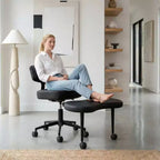 Chaise de méditation et de bureau ergonomique JIONJOY pour s'asseoir en tailleur - Pivotante à 360°, hauteur réglable, assise multiposition