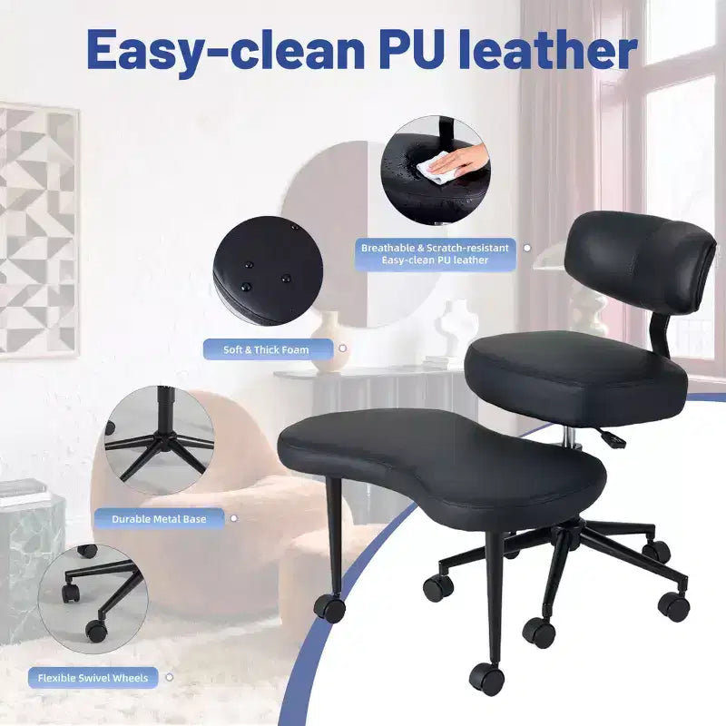 Chaise de méditation et de bureau ergonomique JIONJOY pour s'asseoir en tailleur - Pivotante à 360°, hauteur réglable, assise multiposition