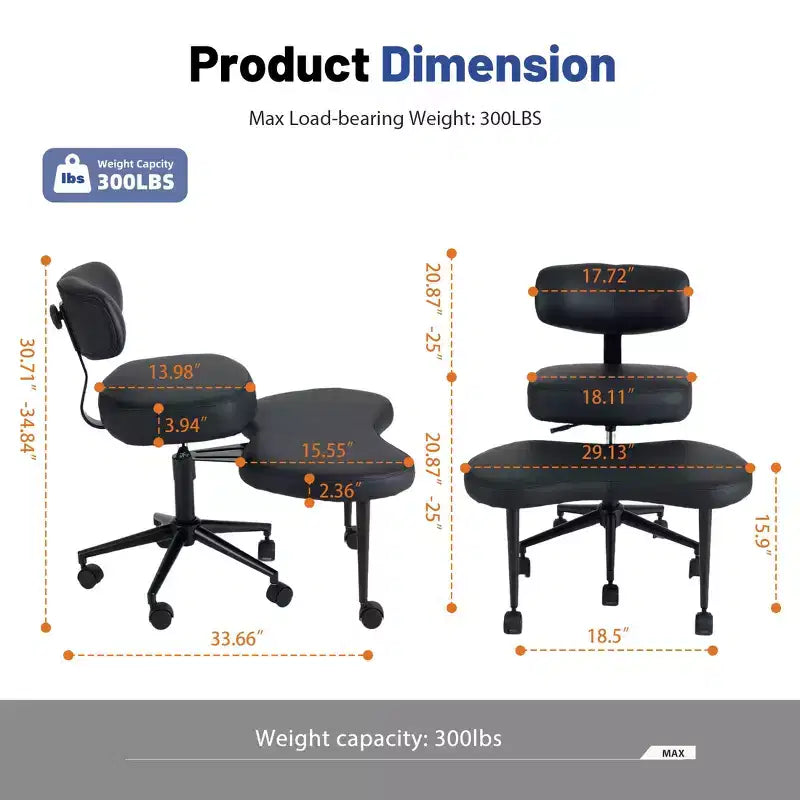 Chaise de méditation et de bureau ergonomique JIONJOY pour s'asseoir en tailleur - Pivotante à 360°, hauteur réglable, assise multiposition