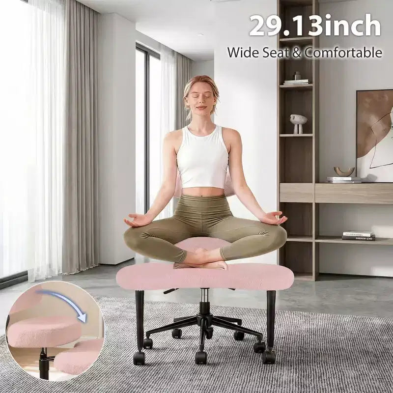 Chaise de méditation et de bureau ergonomique JIONJOY pour s'asseoir en tailleur - Pivotante à 360°, hauteur réglable, assise multiposition