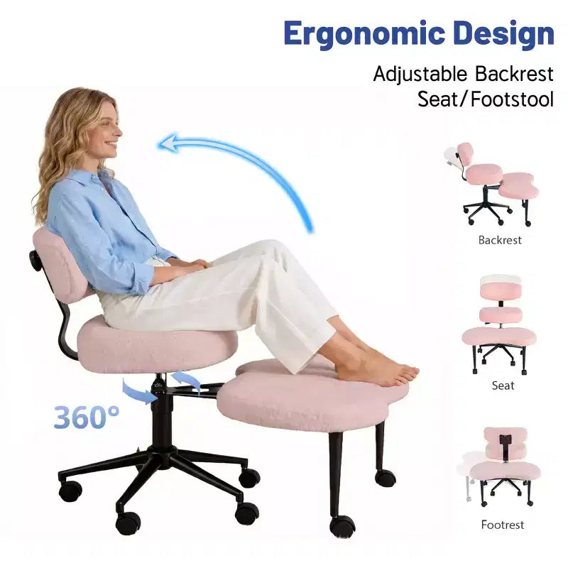 Chaise de méditation et de bureau ergonomique JIONJOY pour s'asseoir en tailleur - Pivotante à 360°, hauteur réglable, assise multiposition