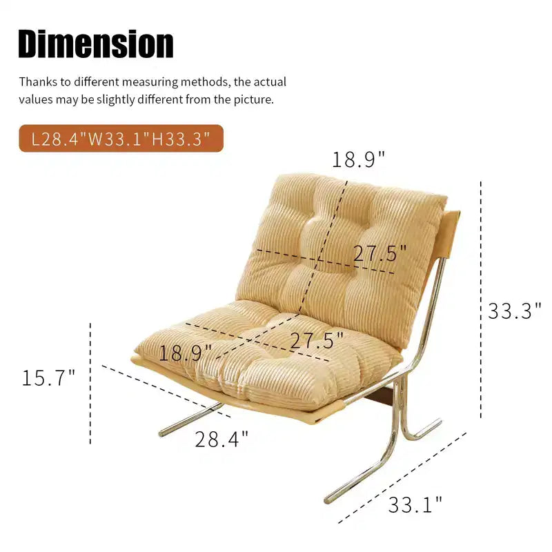 Fauteuil d'appoint moderne surdimensionné pour salon et bureau - Piètement en métal chromé