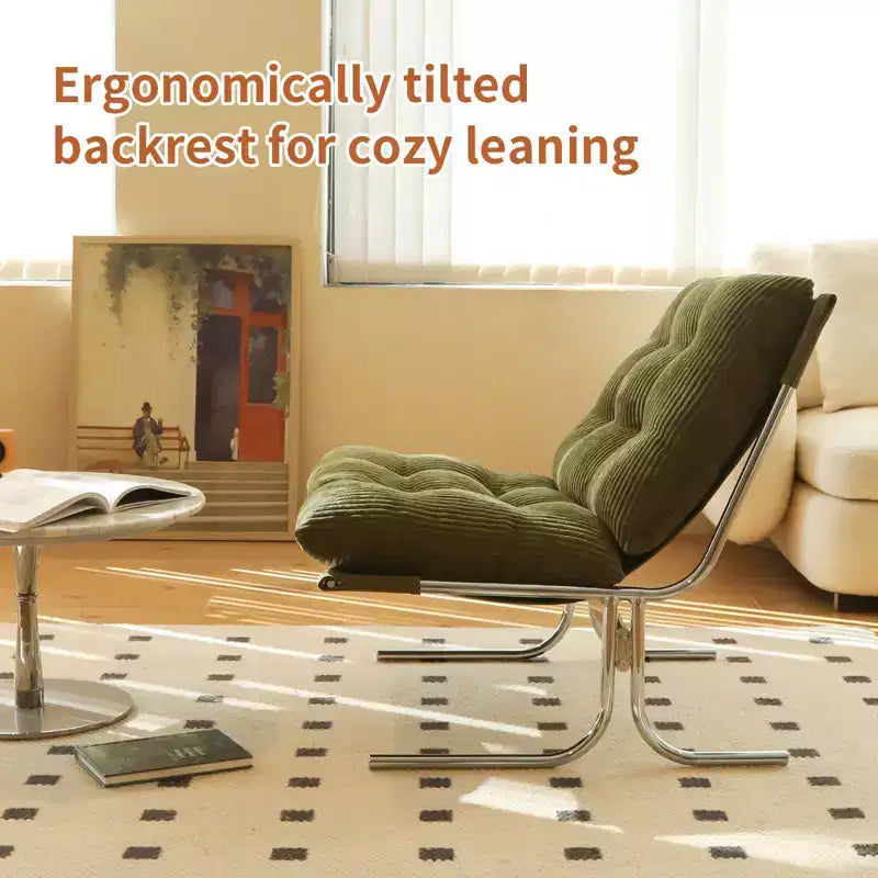 Fauteuil d'appoint moderne surdimensionné pour salon et bureau - Piètement en métal chromé