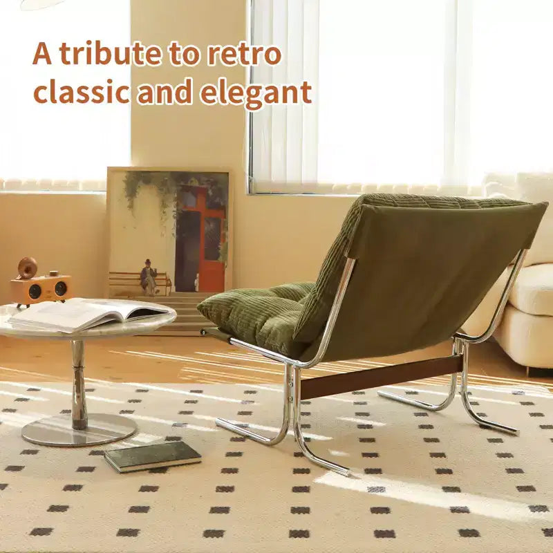 Fauteuil d'appoint moderne surdimensionné pour salon et bureau - Piètement en métal chromé