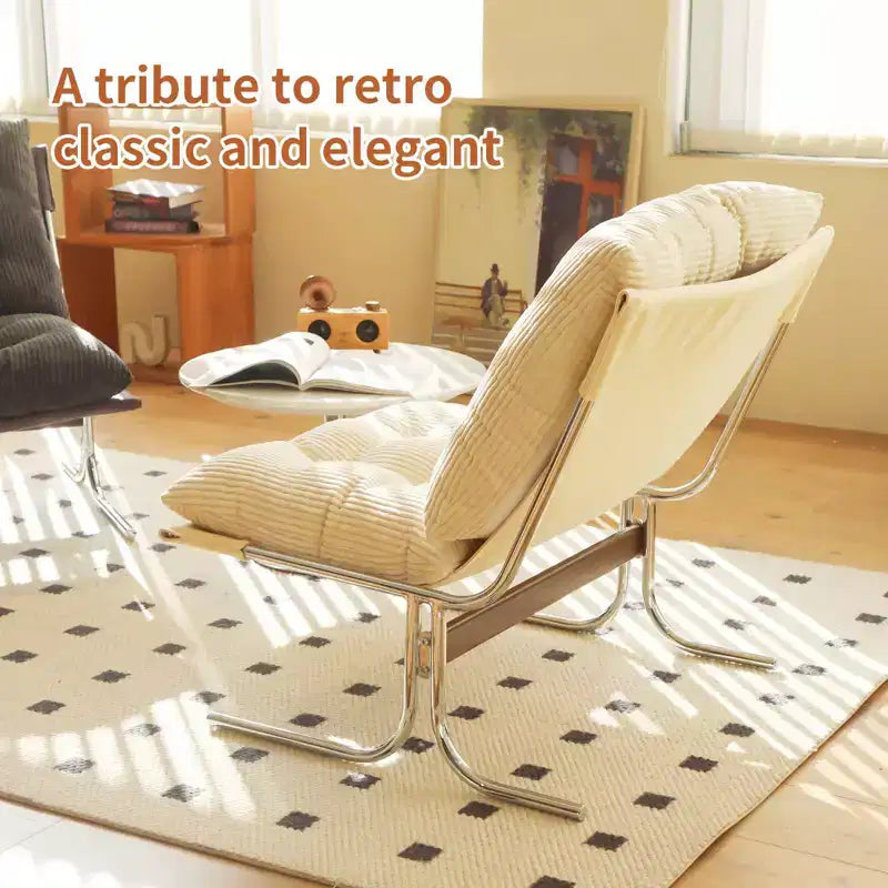 Fauteuil d'appoint moderne surdimensionné pour salon et bureau - Piètement en métal chromé