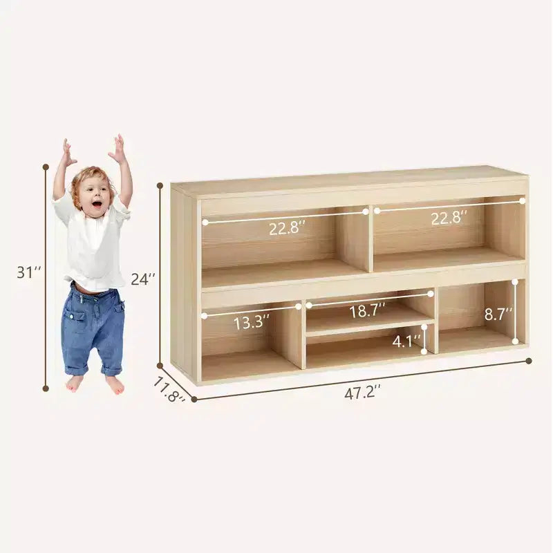 Organisateur de rangement de jouets pour enfants avec 5 casiers de rangement, organisateurs de jouets avec tiroir, étagère à livres et rangement de jouets pour salle de jeux, chambre à coucher, chambre d'enfants, salle de classe