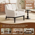 Fauteuil d'appoint Whisen avec accoudoirs évasés sculpturaux et cadre en bois massif, fauteuil de salon rembourré moderne incliné, fauteuil de lecture ergonomique