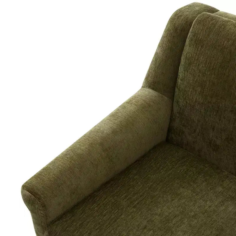 Fauteuil d'appoint Whisen avec accoudoirs évasés sculpturaux et cadre en bois massif, fauteuil de salon rembourré moderne incliné, fauteuil de lecture ergonomique