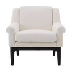 Fauteuil d'appoint Whisen avec accoudoirs évasés sculpturaux et cadre en bois massif, fauteuil de salon rembourré moderne incliné, fauteuil de lecture ergonomique