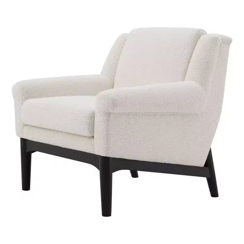 Fauteuil d'appoint Whisen avec accoudoirs évasés sculpturaux et cadre en bois massif, fauteuil de salon rembourré moderne incliné, fauteuil de lecture ergonomique