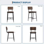 Lot de 2 tabourets de bar robustes, siège en cuir PU épais, dossier ergonomique, repose-pieds, structure métallique supportant 180 kg, facile à nettoyer, pour cuisine ou bar