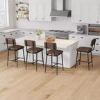 Lot de 2 tabourets de bar robustes, siège en cuir PU épais, dossier ergonomique, repose-pieds, structure métallique supportant 180 kg, facile à nettoyer, pour cuisine ou bar