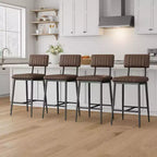 Lot de 2 tabourets de bar robustes, siège en cuir PU épais, dossier ergonomique, repose-pieds, structure métallique supportant 180 kg, facile à nettoyer, pour cuisine ou bar