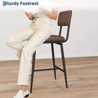 Lot de 2 tabourets de bar robustes, siège en cuir PU épais, dossier ergonomique, repose-pieds, structure métallique supportant 180 kg, facile à nettoyer, pour cuisine ou bar